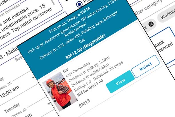 User Selecting a Rider Based on Rating and Price